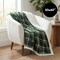 Americanflat Fleece and Reverse Sherpa Throw Blanket - 50x60 Inch Classic Tattersall Plaid - Ultra Soft Cozy Couch Cover - Warm Reversible Design - Green